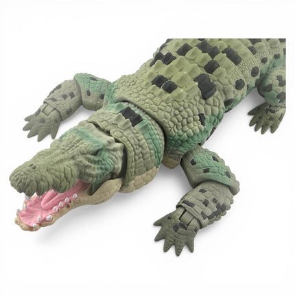 3D Printed Articulated Saltwater Crocodile - Camoflauge Green Gradient & Black