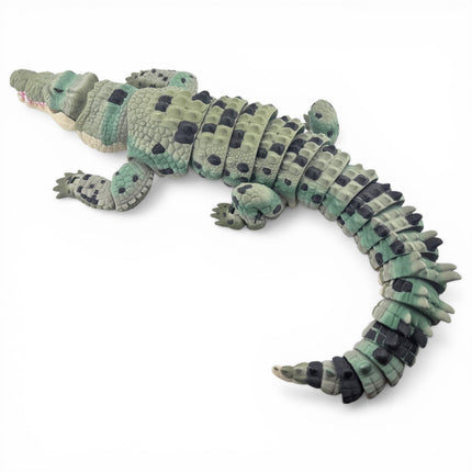 3D Printed Articulated Saltwater Crocodile - Camoflauge Green Gradient & Black