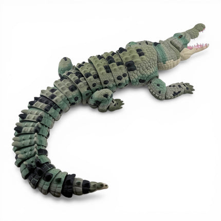 3D Printed Articulated Saltwater Crocodile - Camoflauge Green Gradient & Black