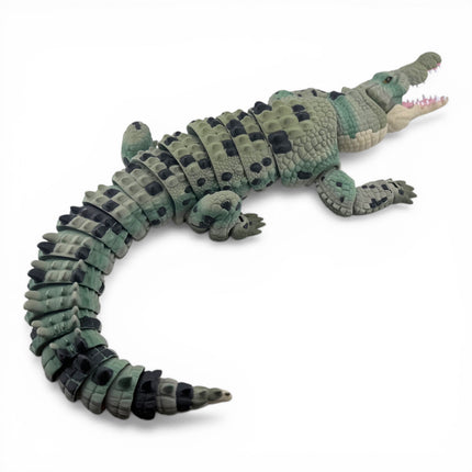 3D Printed Articulated Saltwater Crocodile - Camoflauge Green Gradient & Black