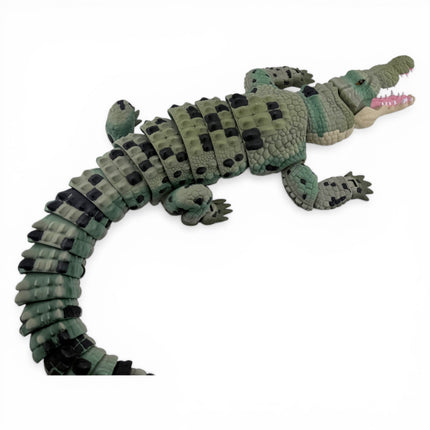 3D Printed Articulated Saltwater Crocodile - Camoflauge Green Gradient & Black