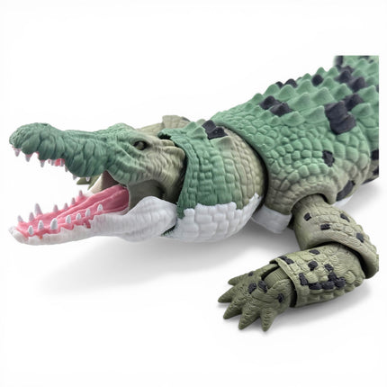 3D Printed Articulated Saltwater Crocodile - Camoflauge Green Gradient & Black