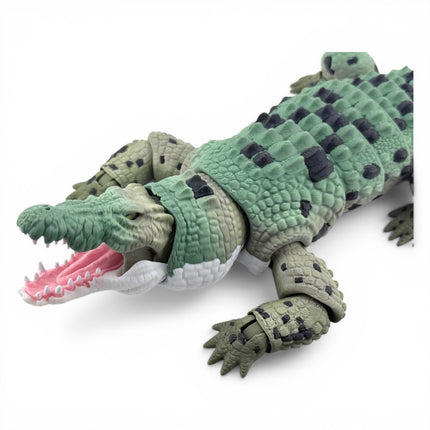 3D Printed Articulated Saltwater Crocodile - Camoflauge Green Gradient & Black