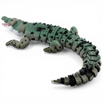 3D Printed Articulated Saltwater Crocodile - Camoflauge Green Gradient & Black