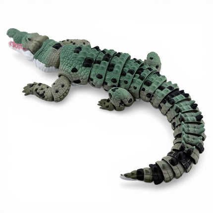 3D Printed Articulated Saltwater Crocodile - Camoflauge Green Gradient & Black