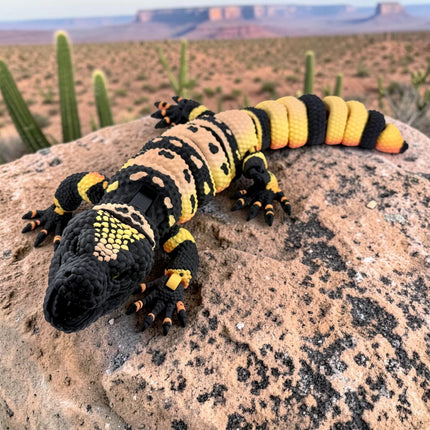 3D Printed Gila Monster with Realistic Glass Eyes – Articulated Model with Glass Eyes