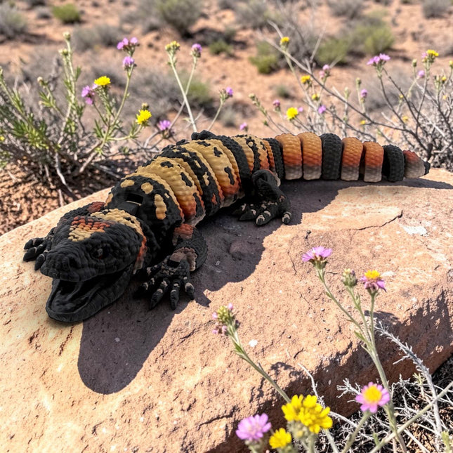 3D Printed Gila Monster with Realistic Glass Eyes – Brick Morph
