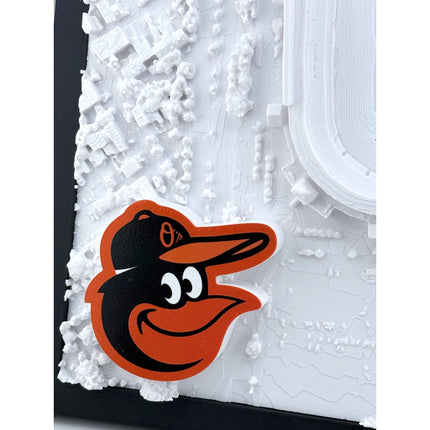 Tidal 3D Printed Baltimore Orioles Camden Yards 3D topographical wall art in a natural wood frame