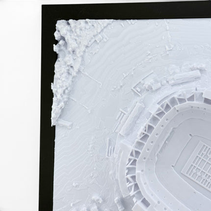 Tidal 3D Printed Washington Commanders Northwest Stadium 3D topographical map wall art displayed on wall