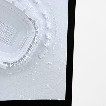 Tidal 3D Printed Washington Commanders Northwest Stadium 3D topographical wall art in a black frame