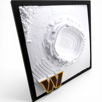 Tidal 3D Printed Washington Commanders Northwest Stadium 3D topographical wall art in a natural wood frame