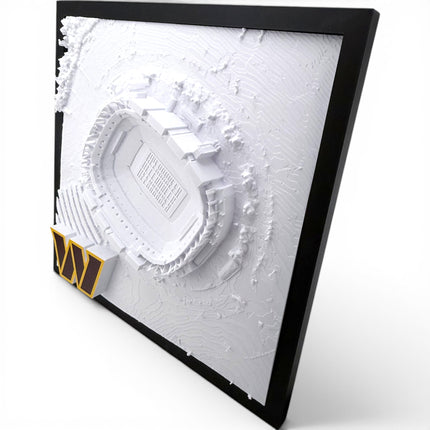 Tidal 3D Printed Washington Commanders Northwest Stadium 3D topographical wall art in a black frame