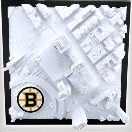 Tidal 3D Printed Boston Bruins TD Garden 3D topographical map wall art displayed on wall
