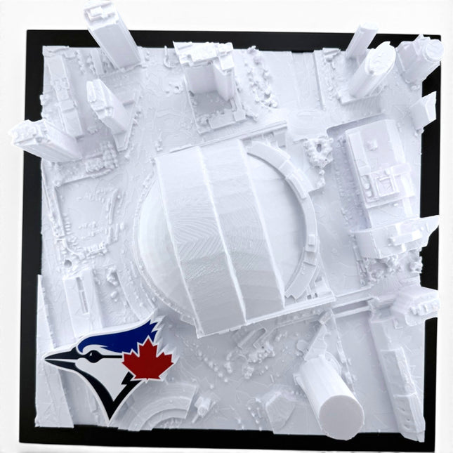 Tidal 3D Printed Toronto Blue Jays Rogers Centre 3D topographical wall art in a black frame