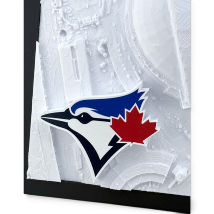 Tidal 3D Printed Toronto Blue Jays Rogers Centre 3D topographical wall art in a dark brown frame
