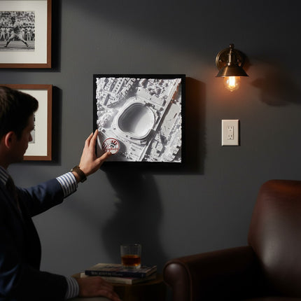 Tidal 3D Printed New York Yankees Yankee Stadium 3D topographical wall art in a dark brown frame