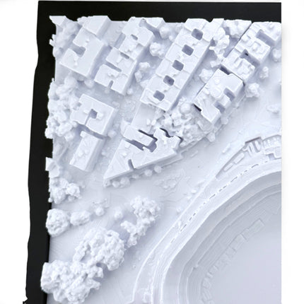 Tidal 3D Printed New York Yankees Yankee Stadium 3D topographical map wall art displayed on wall