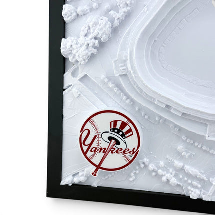 Tidal 3D Printed New York Yankees Yankee Stadium 3D topographical wall art in a natural wood frame