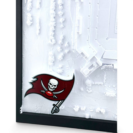 Tidal 3D Printed Tampa Bay Buccaneers Raymond James Stadium 3D topographical wall art in a dark brown frame