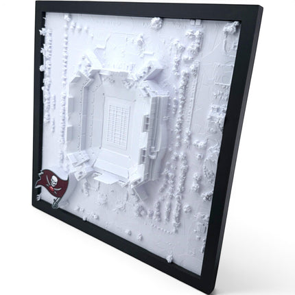 Tidal 3D Printed Tampa Bay Buccaneers Raymond James Stadium 3D topographical wall art in a black frame