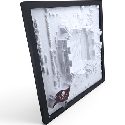 Tidal 3D Printed Tampa Bay Buccaneers Raymond James Stadium 3D topographical wall art in a dark brown frame