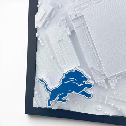 Tidal 3D Printed Detroit Lions Ford Field 3D topographical wall art in a natural wood frame