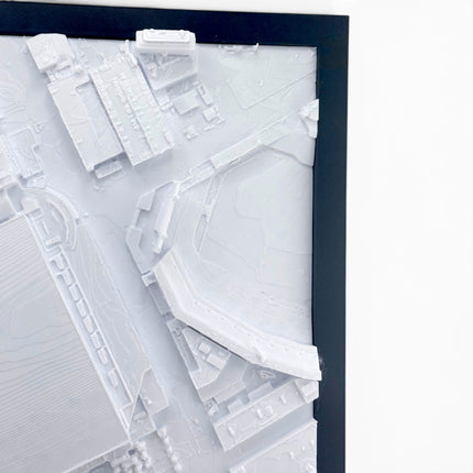Tidal 3D Printed Detroit Lions Ford Field 3D topographical wall art in a dark brown frame
