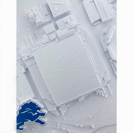 Tidal 3D Printed Detroit Lions Ford Field 3D topographical map wall art close-up detail