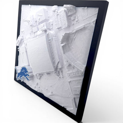 Tidal 3D Printed Detroit Lions Ford Field 3D topographical wall art in a natural wood frame