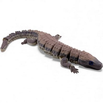 3D Printed Articulated Earless Monitor Lizard – Brown Gradient Variant with Realistic Glass Eyes