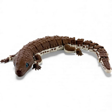 3D Printed Articulated Earless Monitor Lizard – Dark Brown Variant with Realistic Glass Eyes