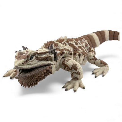 3D Printed Realistic Large Bearded Dragon – Beige with Dark Brown Markings (16 Inches Long)