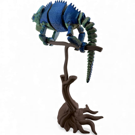 3D Printed Panther Chameleon Figurine on Branch – Color-Changing Variation (12 Inches Long)