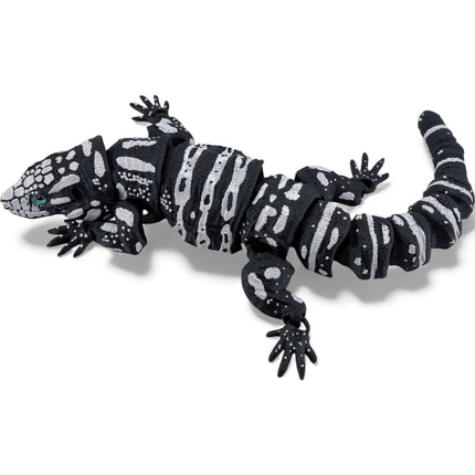 3D Printed Tegu with Realistic Glass Eyes – Black Variant (10 Inches Long)