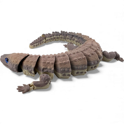 3D Printed Articulated Earless Monitor Lizard – Brown Gradient Variant with Realistic Glass Eyes
