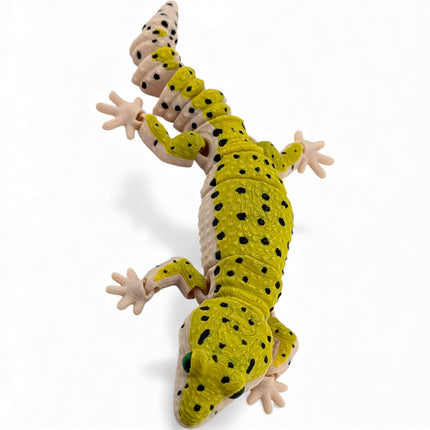 3D Printed Leopard Gecko with Realistic Glass Eyes – Gold Morph (7.5 Inches Long)