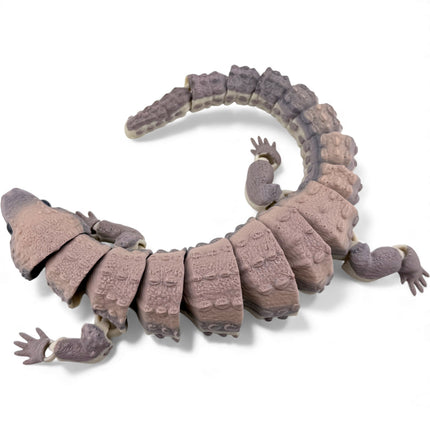 3D Printed Articulated Earless Monitor Lizard – Brown Gradient Variant with Realistic Glass Eyes