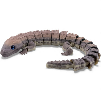 3D Printed Articulated Earless Monitor Lizard – Brown Gradient Variant with Realistic Glass Eyes
