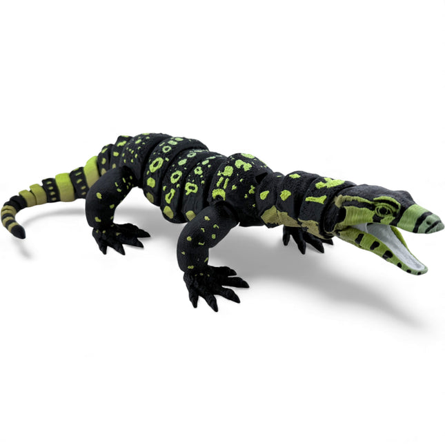 3D Printed Water Monitor – Realistic Articulated Model (Bright Green Gradient) Matcha Morph