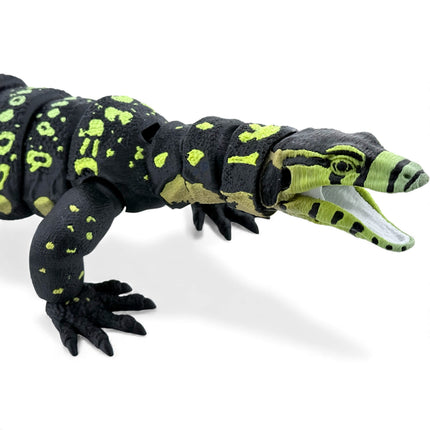 3D Printed Water Monitor – Realistic Articulated Model (Bright Green Gradient) Matcha Morph