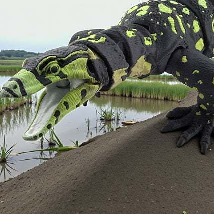 3D Printed Water Monitor – Realistic Articulated Model (Bright Green Gradient) Matcha Morph