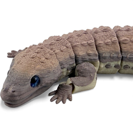 3D Printed Articulated Earless Monitor Lizard – Brown Gradient Variant with Realistic Glass Eyes