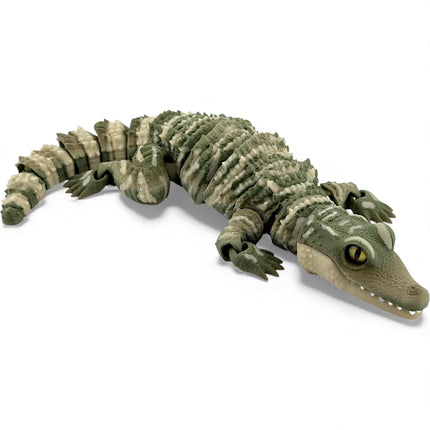 3D Printed Baby Alligator with Realistic Glass Eyes – Camouflage Morph (13 Inches Long)