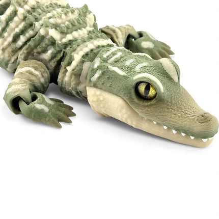 3D Printed Baby Alligator with Realistic Glass Eyes – Camouflage Morph (13 Inches Long)