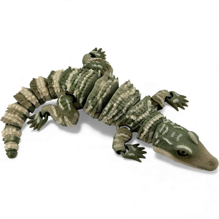 3D Printed Baby Alligator with Realistic Glass Eyes – Camouflage Morph (13 Inches Long)