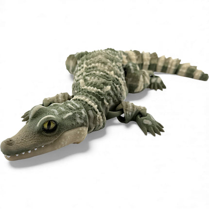 3D Printed Baby Alligator with Realistic Glass Eyes – Camouflage Morph (13 Inches Long)