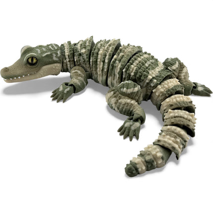 3D Printed Baby Alligator with Realistic Glass Eyes – Camouflage Morph (13 Inches Long)