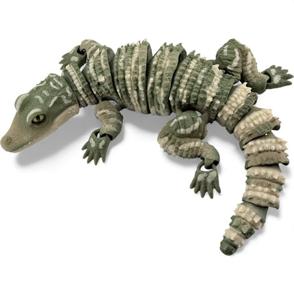 3D Printed Baby Alligator with Realistic Glass Eyes – Camouflage Morph (13 Inches Long)
