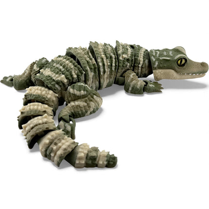 3D Printed Baby Alligator with Realistic Glass Eyes – Camouflage Morph (13 Inches Long)