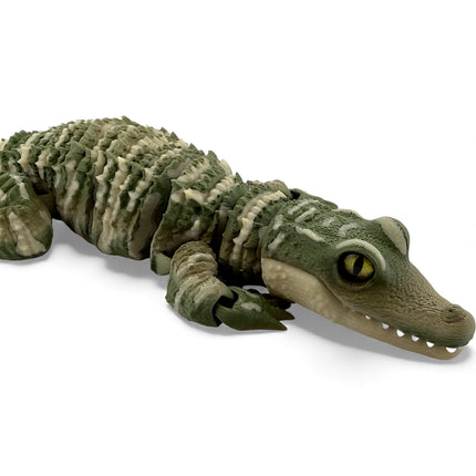 3D Printed Baby Alligator with Realistic Glass Eyes – Camouflage Morph (13 Inches Long)
